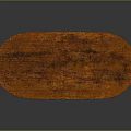 Orange Wooden Oval Table With Four Legs On Gray Background