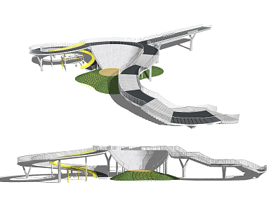 Modern People Travel Overpass Park Special-shaped Landscape Bridge 3d model