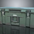 Green Military Toolbox With Metal Latches Warning Stripes And MKD 4214 Label