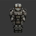Sci Fi Armored Mechanical Character With Orange Eyes And Metallic Armor 3d model