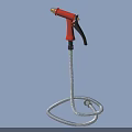 Industrial Spray Gun Equipment With Red Handle And Silver Flexible Hose