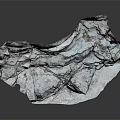 Textured Natural Rock with Layered Surface and Blue Gray Patterns on Dark Background 3d model