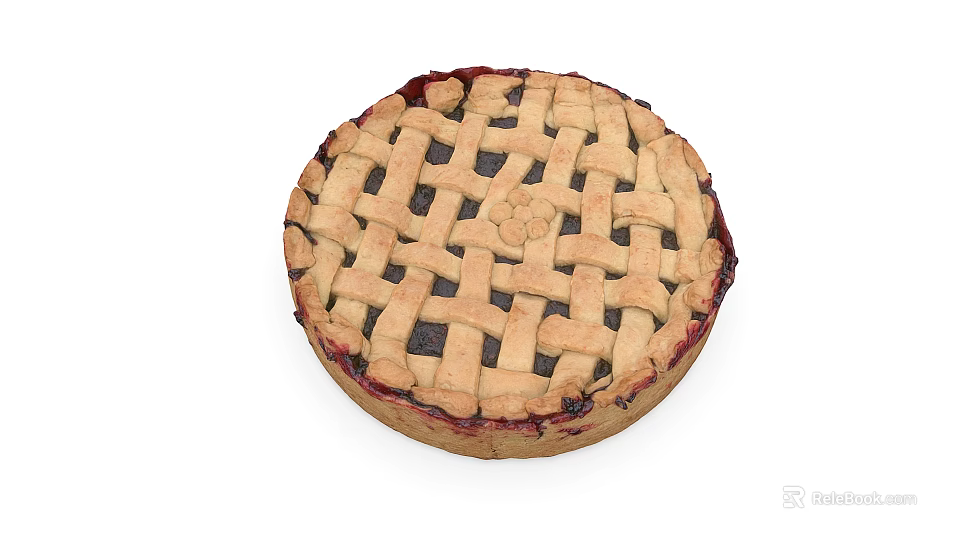 Homemade Blueberry Pie with Lattice Crust and Fresh Fruit Filling 3d model 