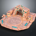 Ancient Egyptian Themed Scenic Landscape With Stone Platform Circular Ground And Turquoise Accents