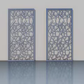 Modern Blue Hinged Doors With Geometric Hollow Patterns For Interior Design 3d model