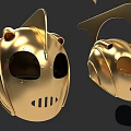Shiny Golden Metal Hat With Horn Shaped Protrusions And Visor Component