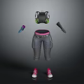 Tactical Character Outfit With Black Green Vest Gray Pants Pink Shoes And Accessories