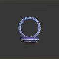Futuristic Circular Device With Neon Blue Pink Colors And Geometric Glowing Patterns