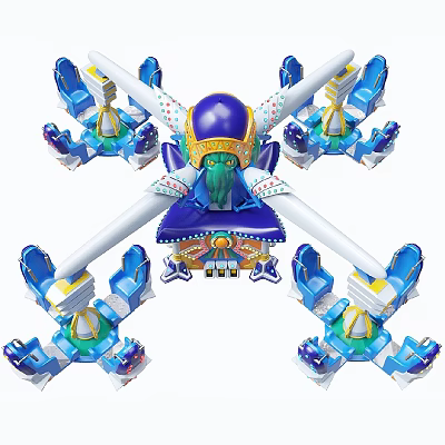 Garden Ornament Colorful Blue White Purple Decorative Structure With Intricate Symmetrical Design For Outdoor Gardens 3d model