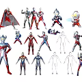Ultraman Game and Movie Characters in Various Poses and Action Figure Designs