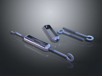 Shiny Metal Mechanical Parts With Three Different Shapes For Industrial Hardware 3d model