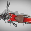 Vintage Red Motorcycle With Brown Seat Chrome Headlight And Classic Body Design