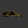 Natural Wooden Tree Stump Covered With Green Moss Surrounded By Fallen Leaves And Natural Ground