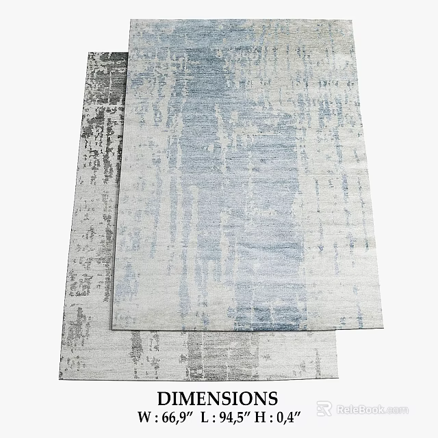 Blue Gray Square Rugs With Modern Textured Pattern For Living Room Decor 3d model 