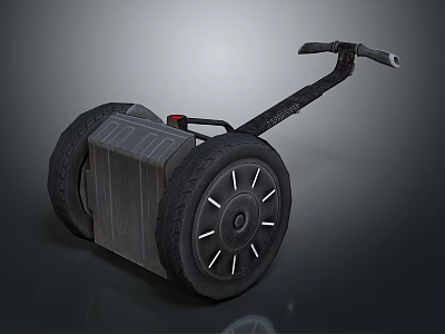 Heavy Duty Metal Device With Large Wheels And Long Handle Structure 3d model