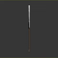 Double Headed Axe Weapon with Silver Blades Intricate Patterns and Wooden Handle