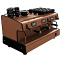 Classic Brown And Black Espresso Coffee Machine As Kitchen Appliance With Multiple Coffee Cups 3d model