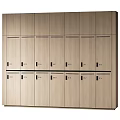 Wooden Lockers In Multiple Rows With Numbered Doors And Simple Design