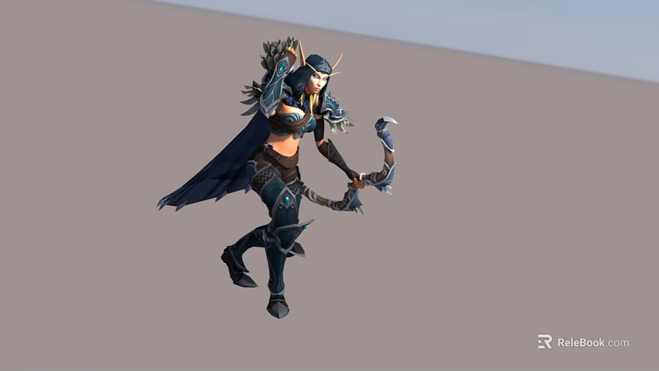 Game Movie Character Female Armored Warrior With Bow Arrow Quiver And Cape 3d model 