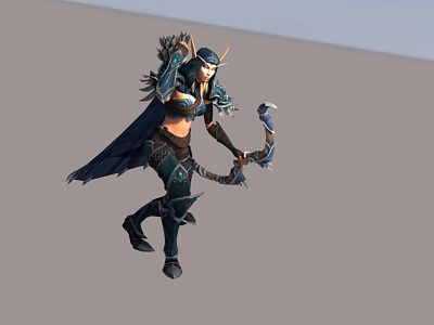 Game Movie Character Female Armored Warrior With Bow Arrow Quiver And Cape 3d model
