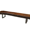 Natural Wooden Landscape Bench With Metal Legs And Smooth Surface Design
