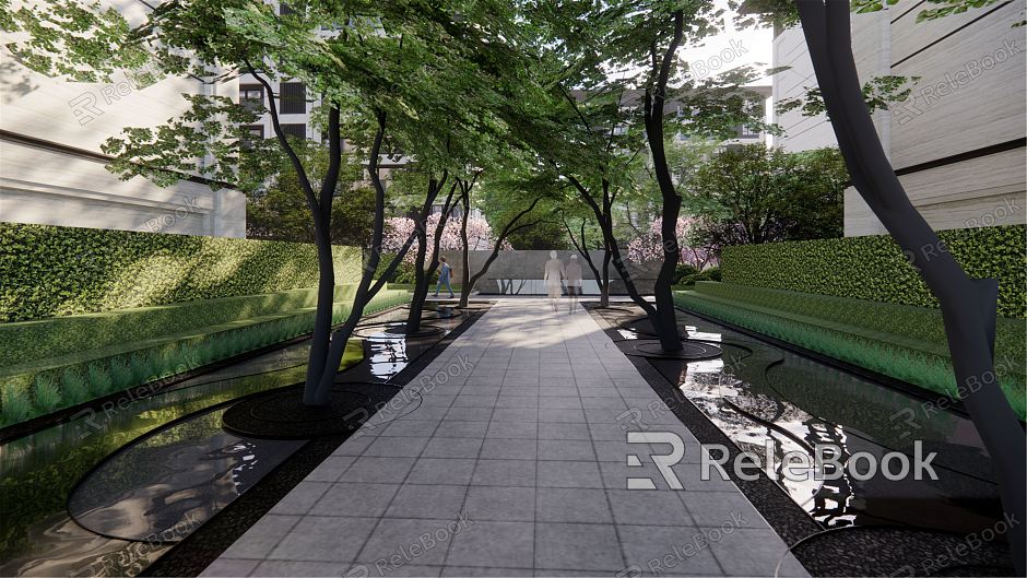 Modern Garden Landscape Residential Node Landscape Lawn Corridor Axis Ritual Sense model