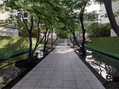 Modern Garden Landscape Residential Node Landscape Lawn Corridor Axis Ritual Sense model