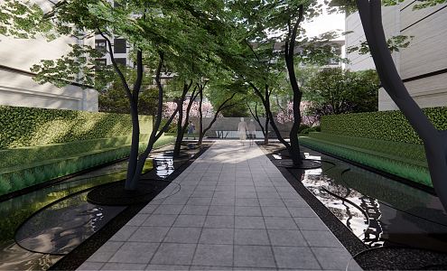 Modern Garden Landscape Residential Node Landscape Lawn Corridor Axis Ritual Sense 3d model