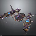 Cosmic Purple And Pink Spacecraft Models With Thrusters And Cockpits