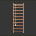 Orange Ladder Structure Fitness Equipment With Hanging Components And Small Platform