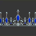 Elegant Silver Crown With Sparkling Blue Gemstones And Intricate Decorations