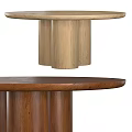 Modern Solid Wood Dining Table with Round Top and Cylindrical Legs Design 3d model