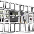 Modern Wine Cabinet With Glass Doors Displaying Wine Bottles And Decorative Items