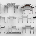 Modern archway gate building entrance gate archway 3d model