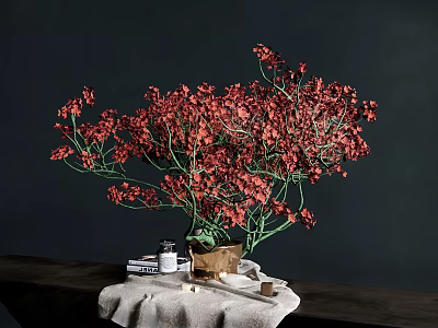 Modern Ornaments Combination Flower Pot Vase Flower Plant Green Plant Tablecloth Candlestick Ornaments 3d model