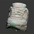 Beige And Green Sporty Sneakers Featuring Air Cushioned Sole And Brand Logo Design