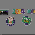 Colorful Decorative Badges Featuring Game Prince 2024 WOW English Literature Master And Hand Gesture Designs