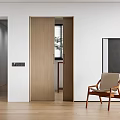 Modern Wooden Sliding Door Design In Bright Interior Living Space
