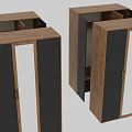 Modern Wardrobe Interior Design With Wooden Panels Mirror Doors And Black Handles