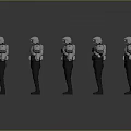 Group of Robotic Warriors In Silver Black Armor Standing In Formation