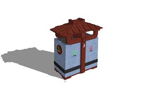 New Chinese style garbage bin garbage sorting station garbage bin garbage room sorting bin 3d model