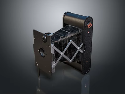 Vintage Foldable Black Computer With Metal Frame And Leather Details 3d model