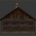 Rustic Log Cabin With Red Rustic Roof Chimney Wooden Exterior And Traditional Windows