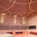 Modern Sauna Interior Design With Wooden Structure And LED Lighting Glass Door And Comfortable Seats