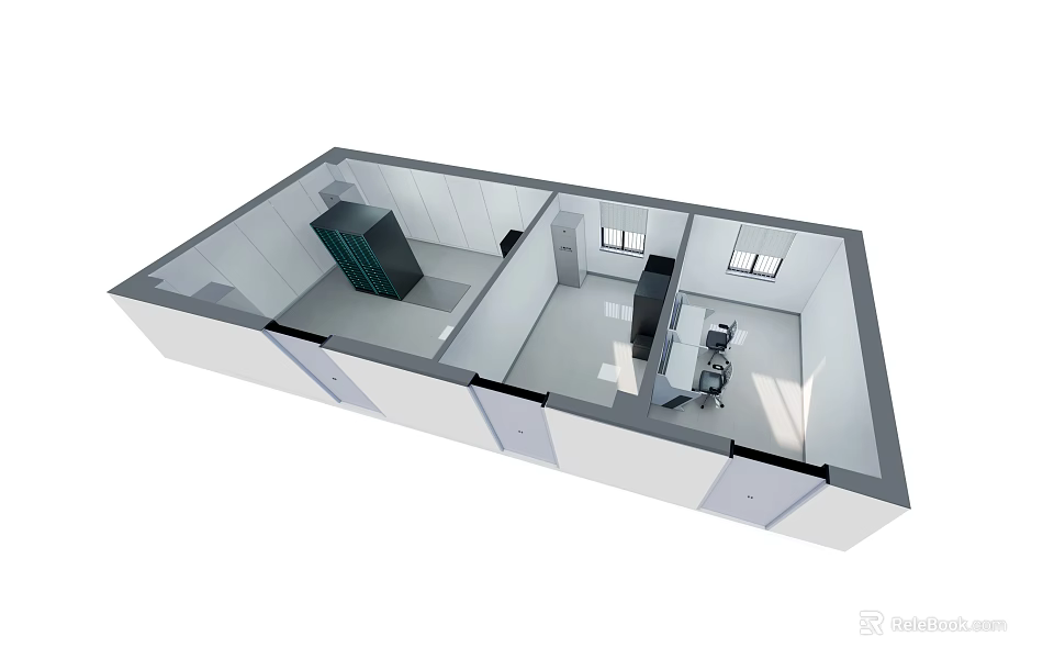 Security Monitoring Room Interior With Multiple Monitor Screens And Control Console 3d model 