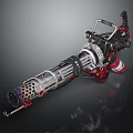 Tactical Flamethrower Weapon With Metal Frame Transparent Fuel Tube And Red Black Components