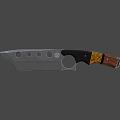 Tactical Knife With Stainless Steel Blade Circular Holes And Wooden Yellow Black Handle