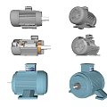 Industrial Electric Motors With Various Types And Blue Gray Bodies