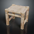 Natural Wooden Stool With Simple Design Striped Seat And Sturdy Legs