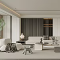 Modern Living Room Interior With Sectional Sofa And Decor 3d model